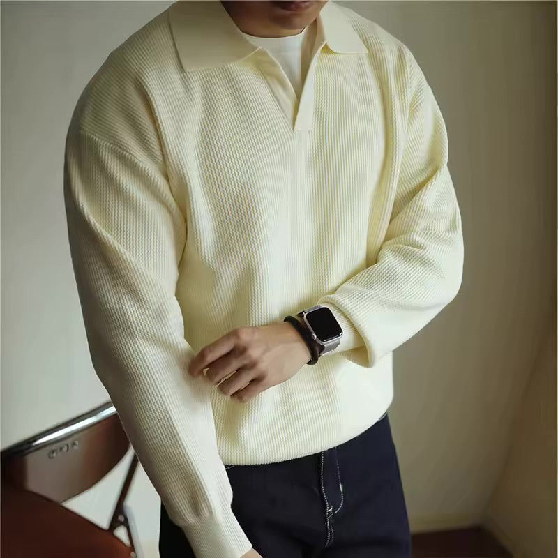 Collared knit pullover sweater